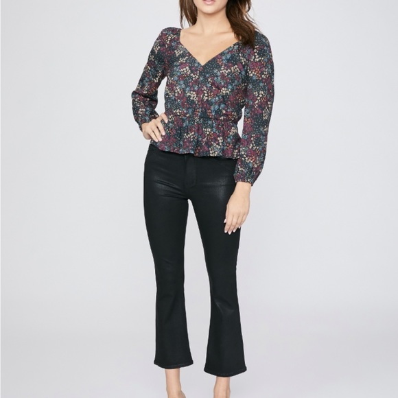 Paige Collette Crop - Black Fog Luxe Coating NWT